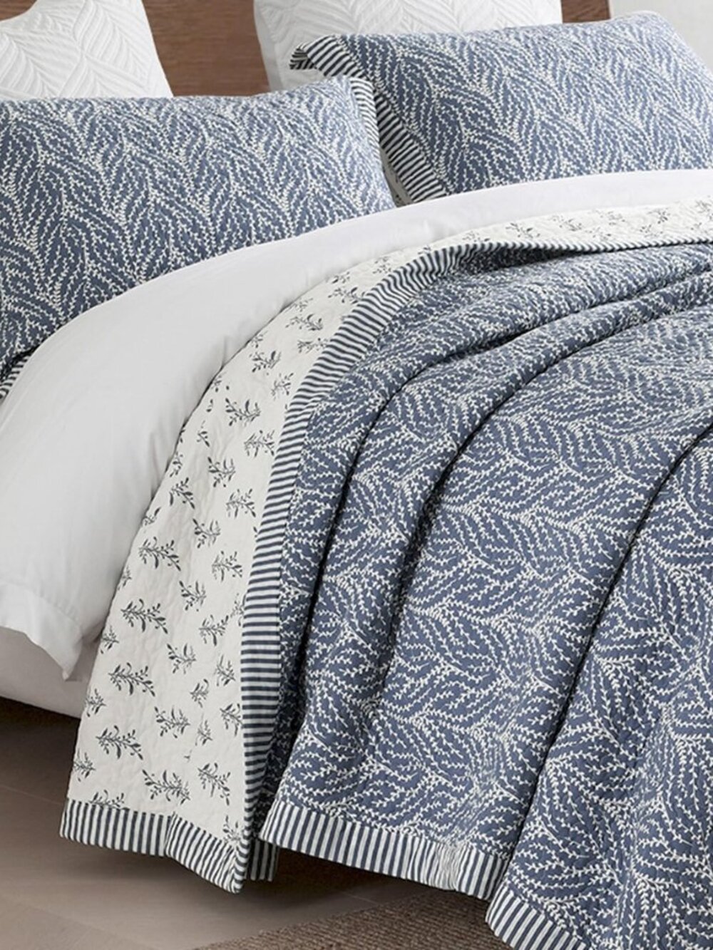 Quilt Set Queen Size, 100% Cotton Quilt Bedding Set Bedspread, Botanical Pattern
